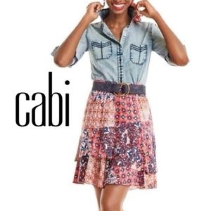 CAbi Skirt Isabel Patchwork Floral Ruffle XS GUC